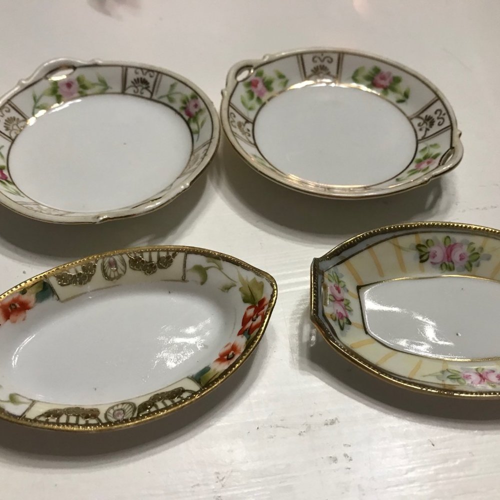 4 miniature Nippon hand painted dishes